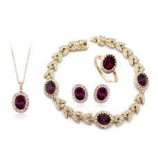 18K Gold Plated Ruby Set